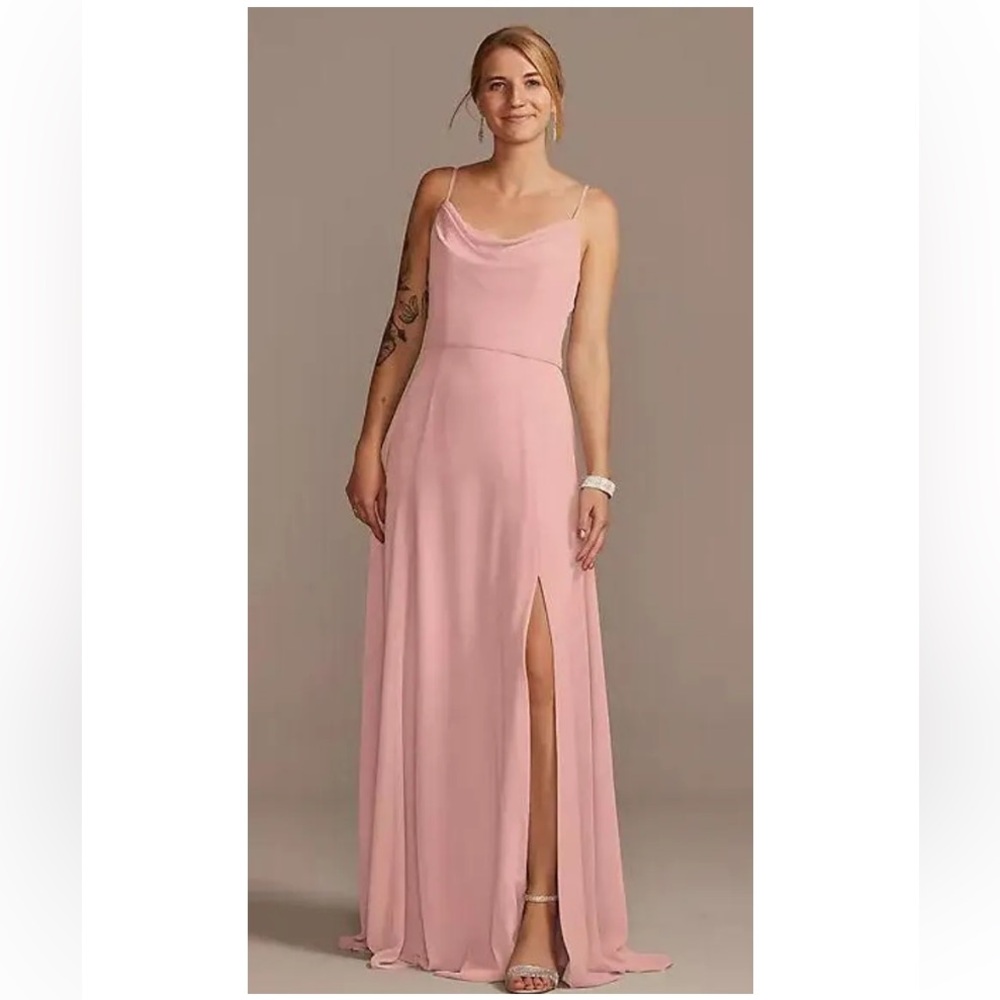 David’s Bridal Cowl Neck Chiffon Bridesmaid Dress